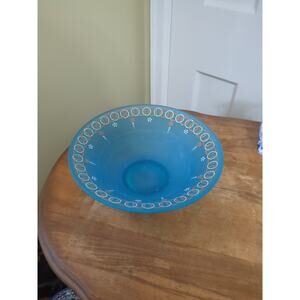 Vintage Tiffin Blue Satin Console Bowl Hand Painted Enameling